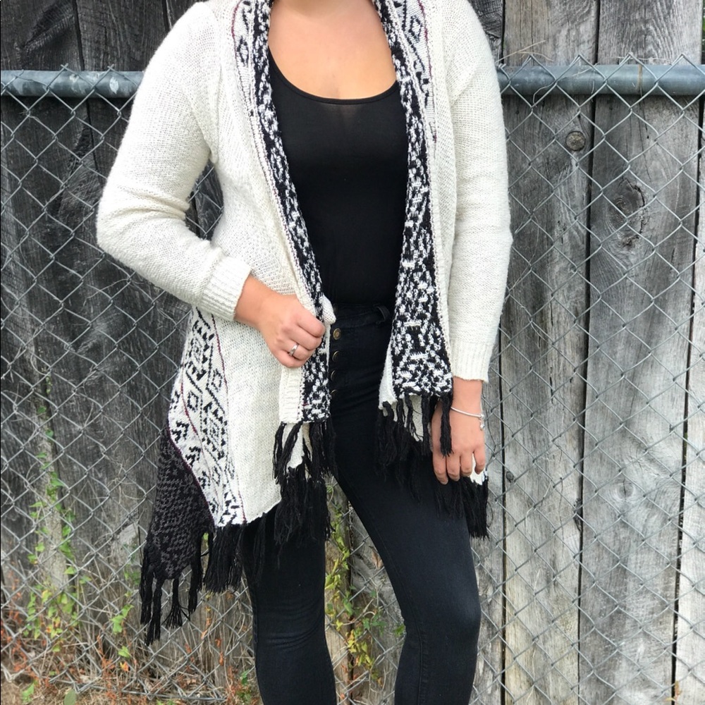 Cream Printed Cardigan
